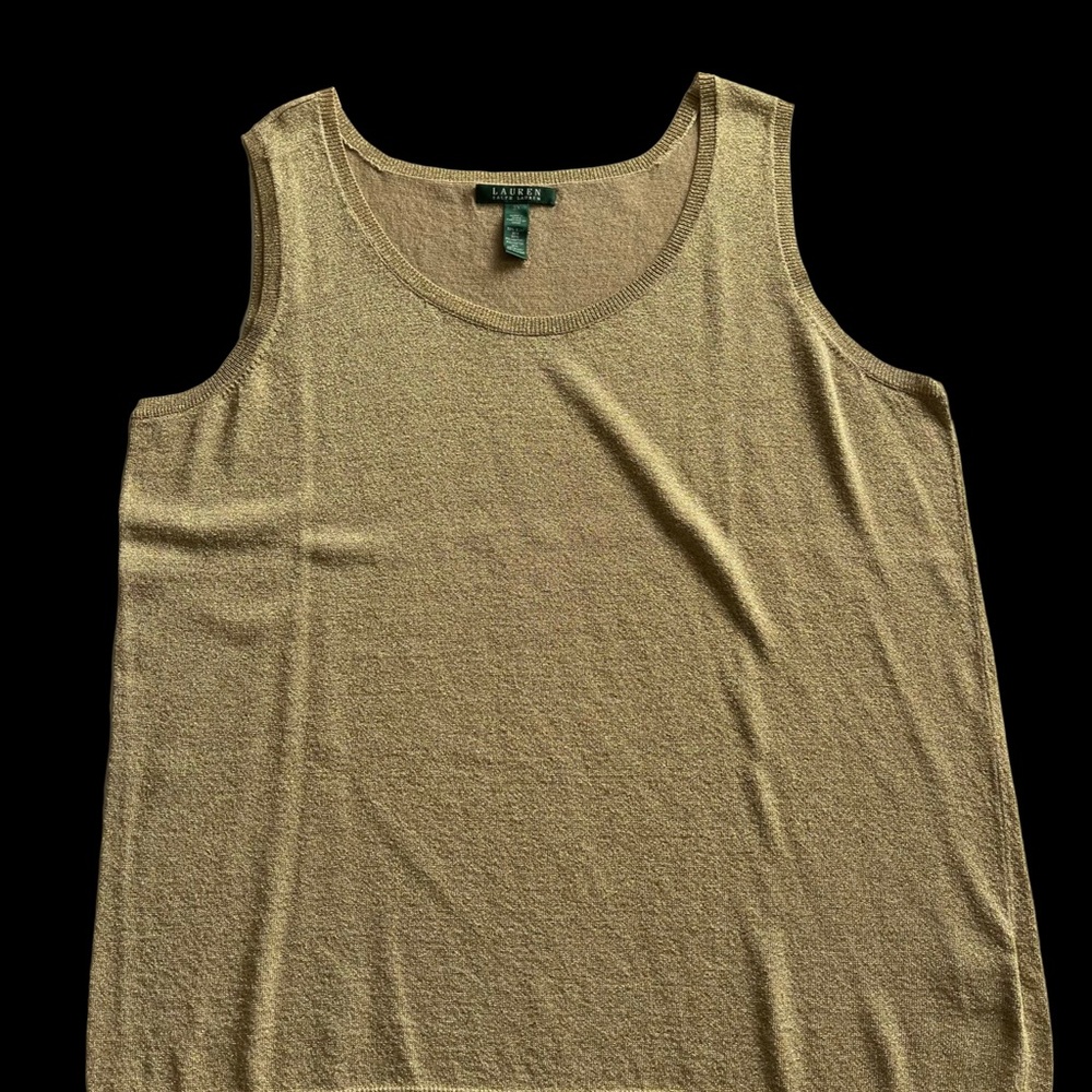 LAUREN PLUS 3X KNIT SLEEVELESS METALLIC SWEATER, SILK, POLY, METALLIC
